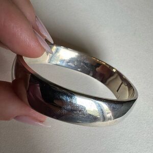 Vintage very heavy 925 Sterling silver hinged cuff bangle bracelet